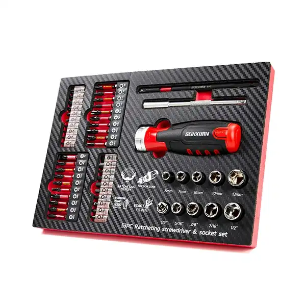 53PCS  Precision Ratchet Pro Screwdriver with socket set for Woodworking